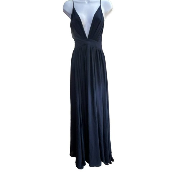 Meghan Los Angeles Women's Enchanted Garden Navy Blue Maxi Dress Size Medium - Picture 1 of 3